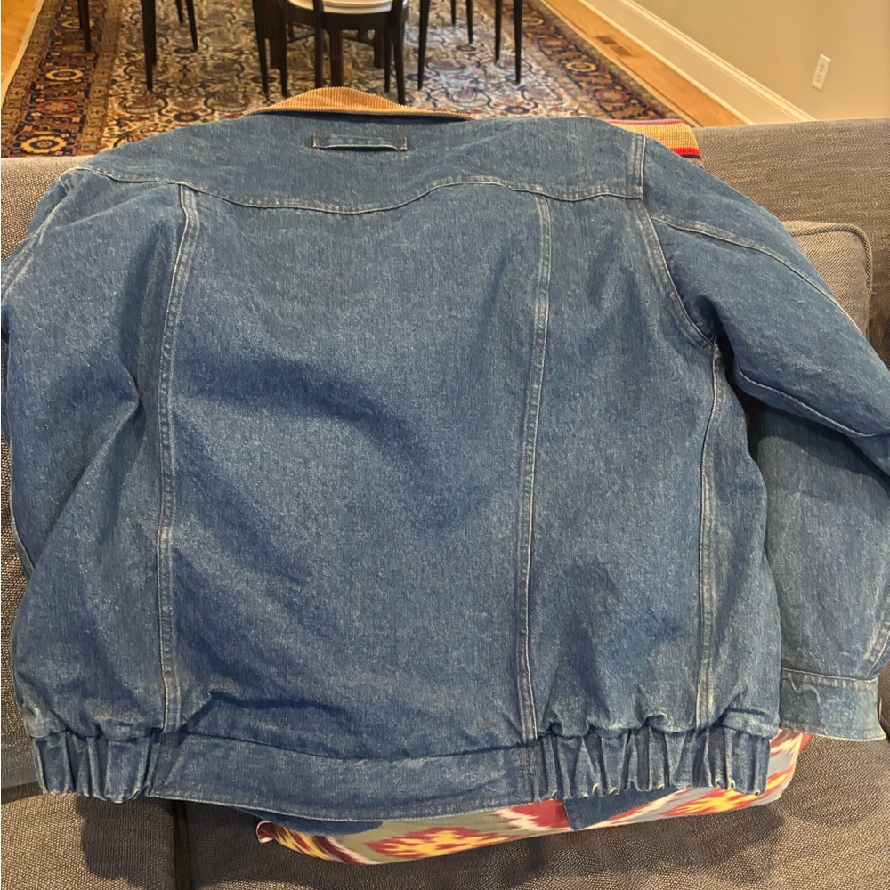 Eddie Bauer Men’s L flannel lined denim jacket sz Large Tall - Picture 4 of 4